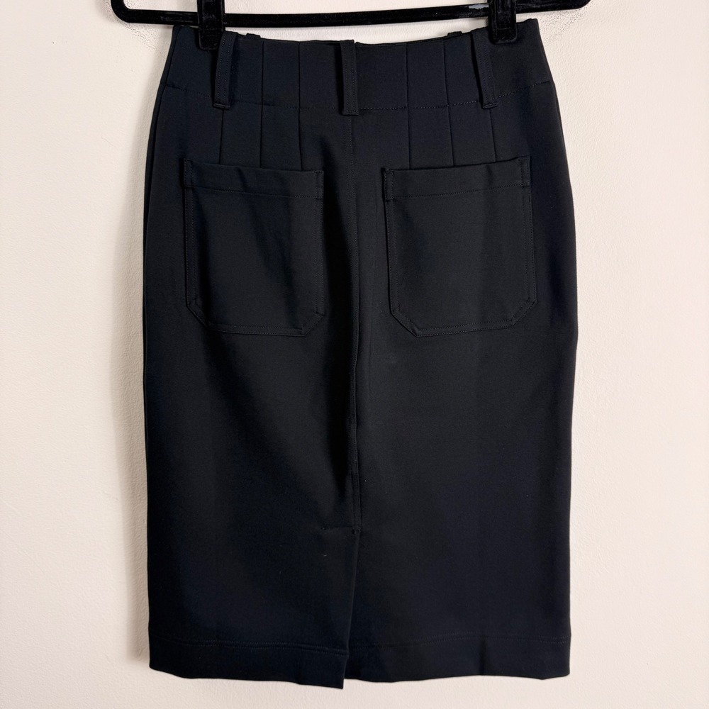 Maeve Anthropologie Colette Ponte Skirt Black High Waisted Pencil Pocket Knee XS - Picture 4 of 11
